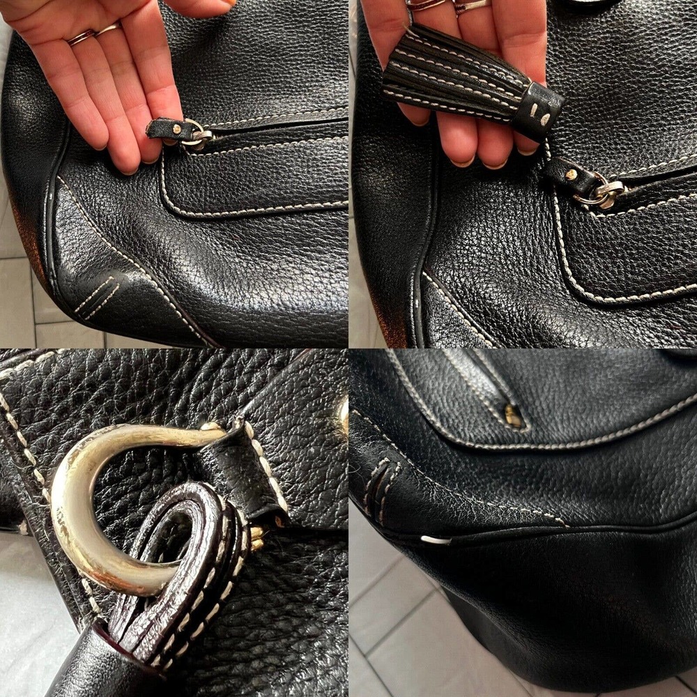 Kate Spade New York Black Pebbled Multi-Strand Handle Leather Shoulder Bag, Tote - Picture 9 of 12